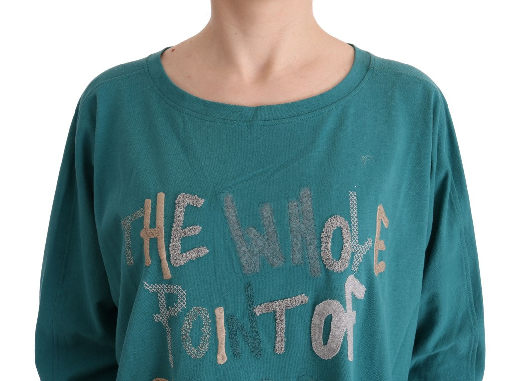 Elegant Crewneck Cotton Sweater in Green - SEHABRANDS