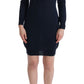 Elegant Over Knee Blue Wool Dress - SEHABRANDS