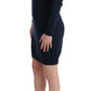 Elegant Over Knee Blue Wool Dress - SEHABRANDS