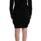 Elegant Black Wool Shift Dress - SEHABRANDS