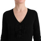 Elegant Black Wool Shift Dress - SEHABRANDS