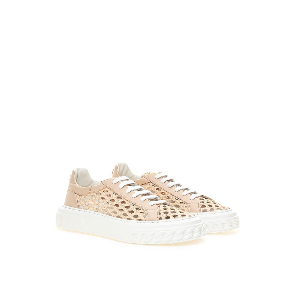 Casadei Chic Beige Leather Sneakers - SEHABRANDS