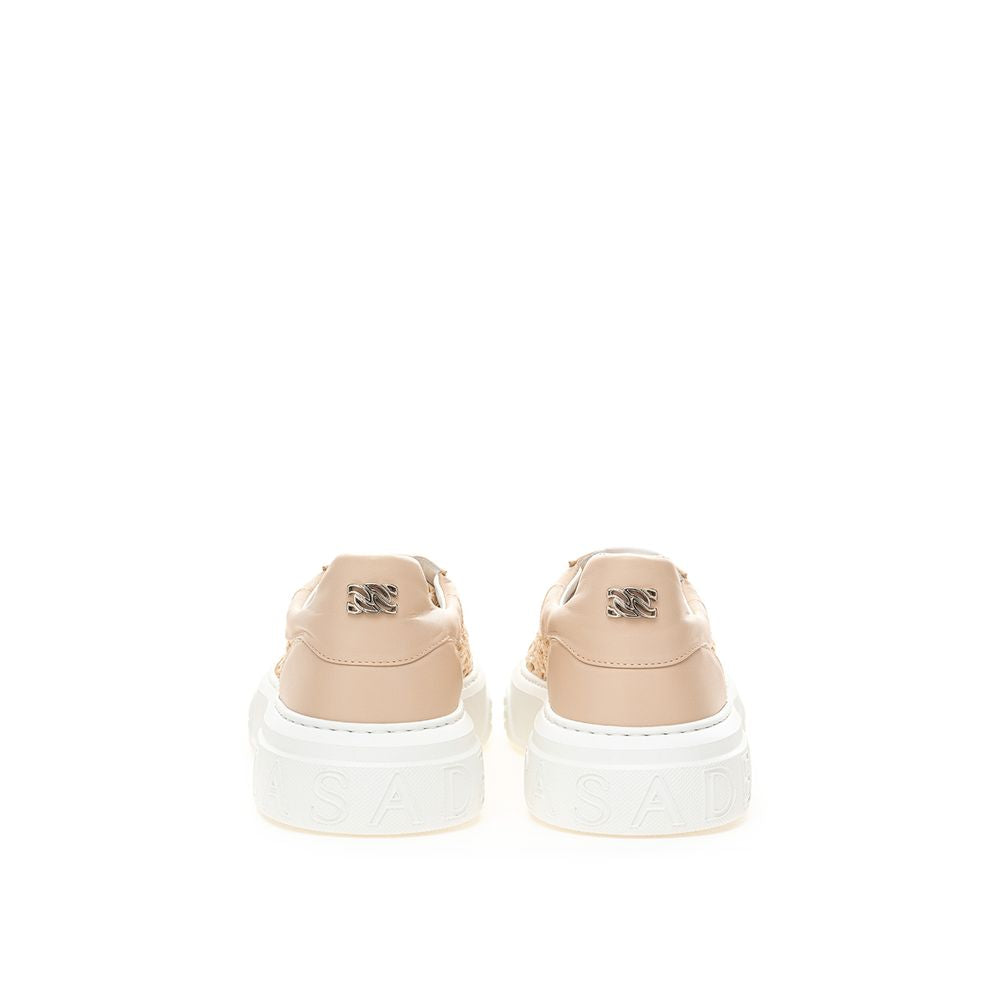 Casadei Chic Beige Leather Sneakers - SEHABRANDS