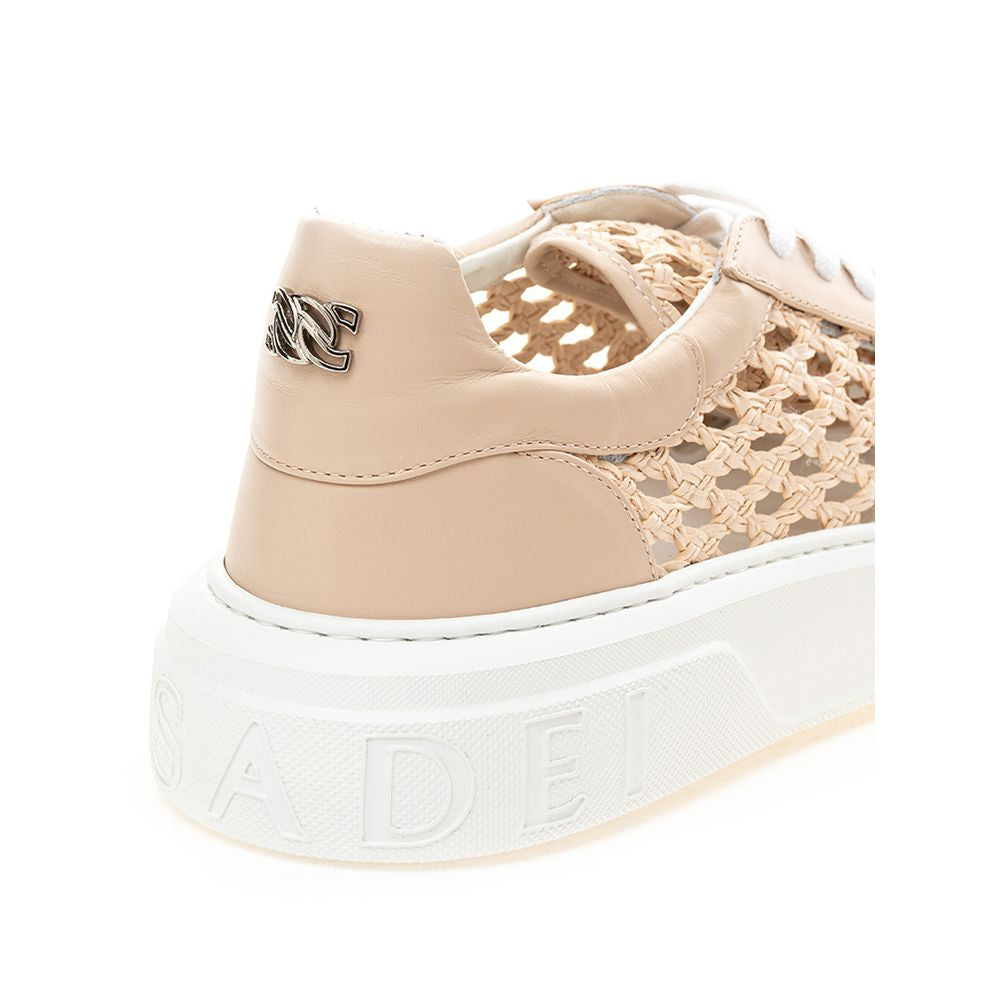 Casadei Chic Beige Leather Sneakers - SEHABRANDS