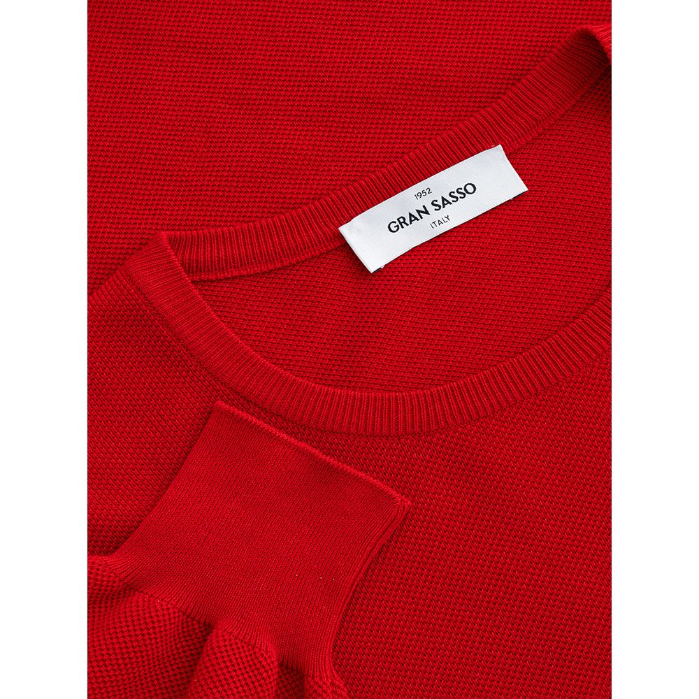 Gran Sasso Red Cotton Sweater - SEHABRANDS