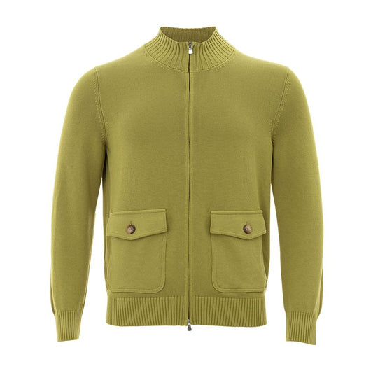 Elegant Green Cotton Cardigan for Men - SEHABRANDS