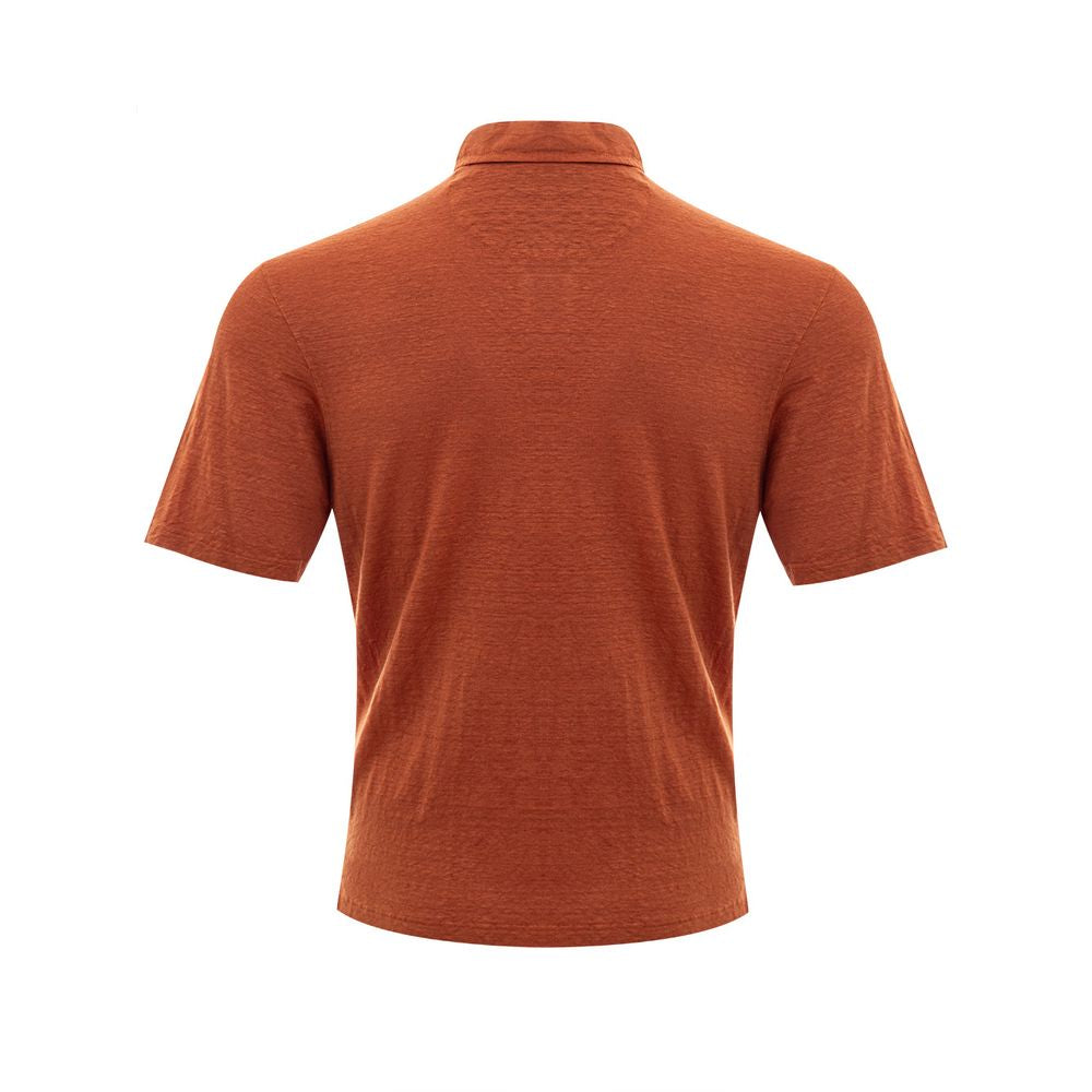 Elegant Linen Polo Shirt in Sophisticated Brown - SEHABRANDS