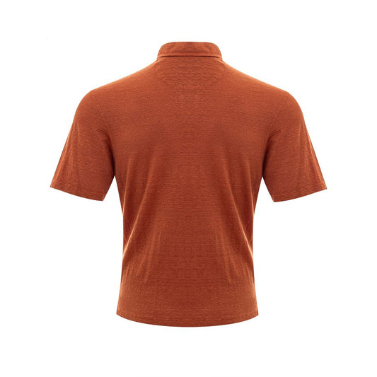 Elegant Linen Polo Shirt in Sophisticated Brown - SEHABRANDS