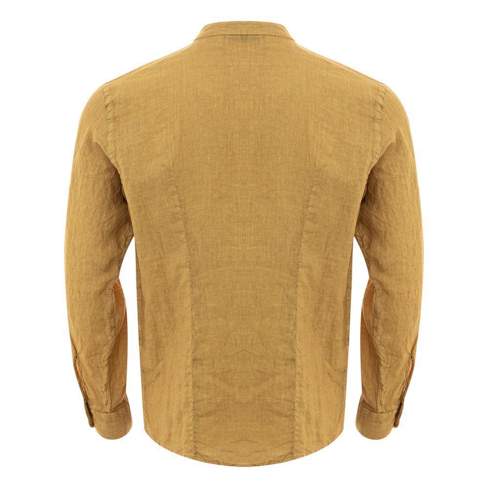 Gold Linen Elegance Men's Shirt - SEHABRANDS