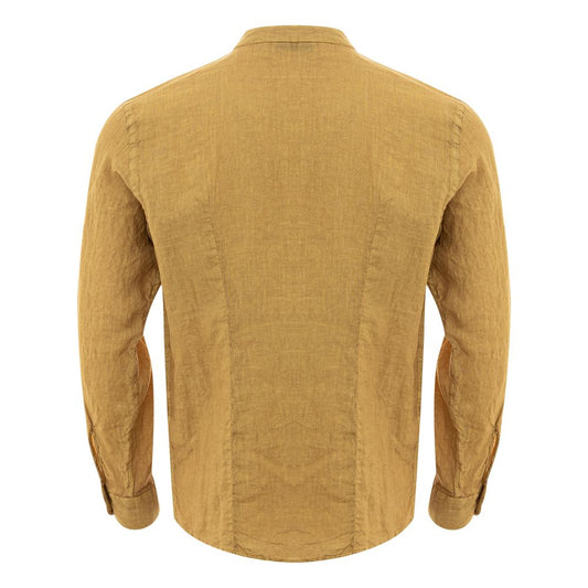 Gold Linen Elegance Men's Shirt - SEHABRANDS