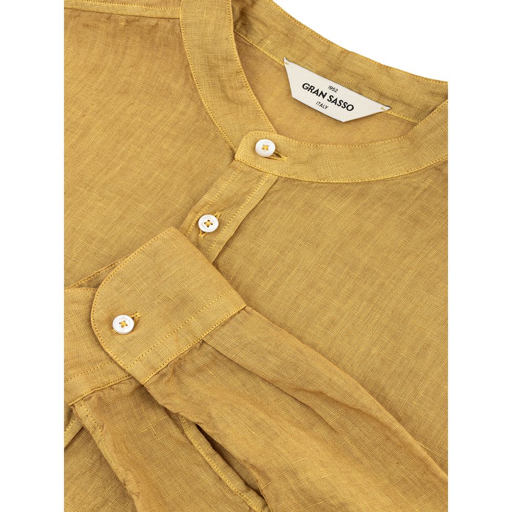 Gold Linen Elegance Men's Shirt - SEHABRANDS