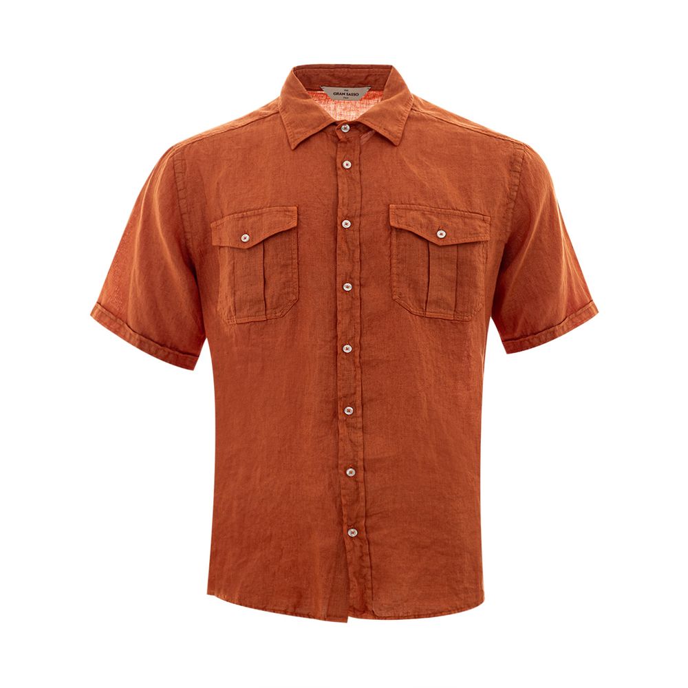 Elegant Linen Brown Shirt for Men - SEHABRANDS