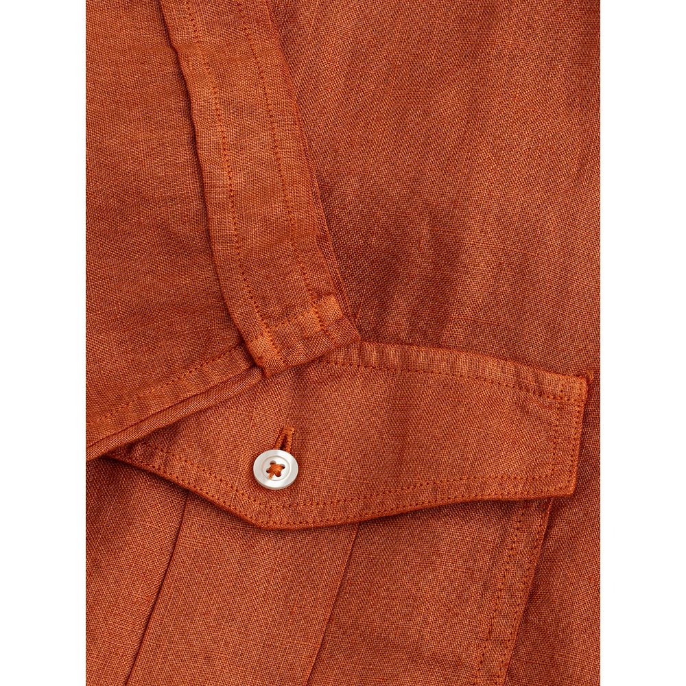 Elegant Linen Brown Shirt for Men - SEHABRANDS