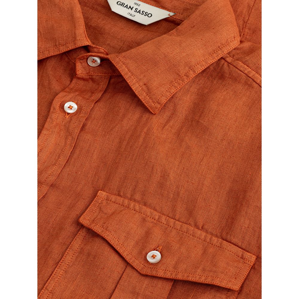 Elegant Linen Brown Shirt for Men - SEHABRANDS