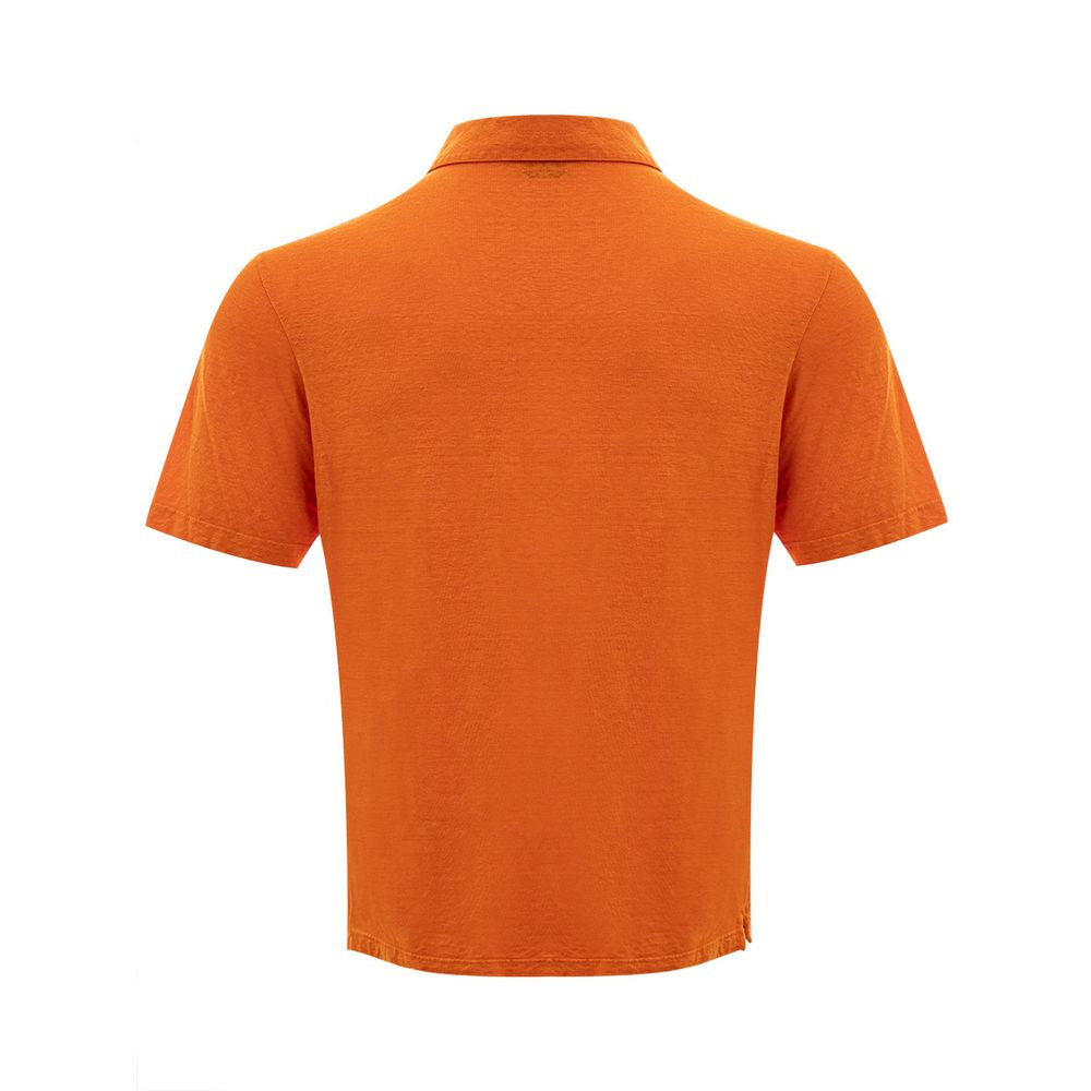 Elegant Orange Linen Polo Shirt - SEHABRANDS