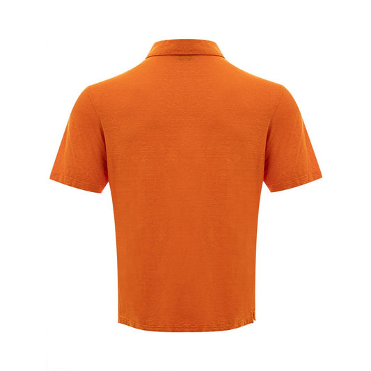 Elegant Orange Linen Polo Shirt - SEHABRANDS