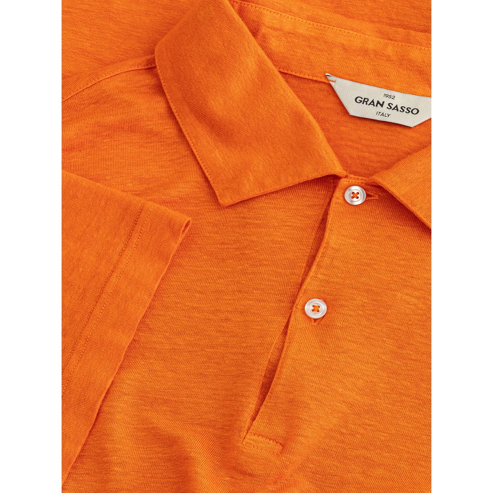 Elegant Orange Linen Polo Shirt - SEHABRANDS