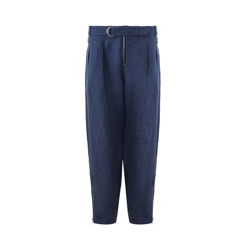 Elegant Linen Blue Trousers for Men - SEHABRANDS