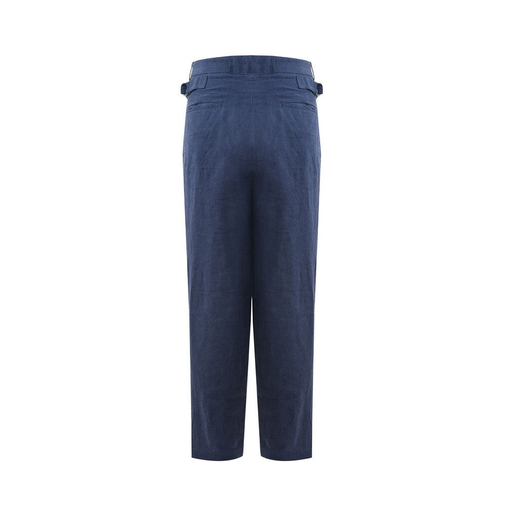 Elegant Linen Blue Trousers for Men - SEHABRANDS