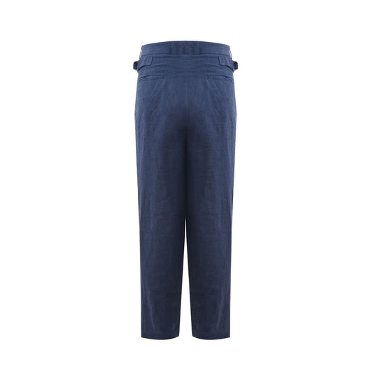 Elegant Linen Blue Trousers for Men - SEHABRANDS