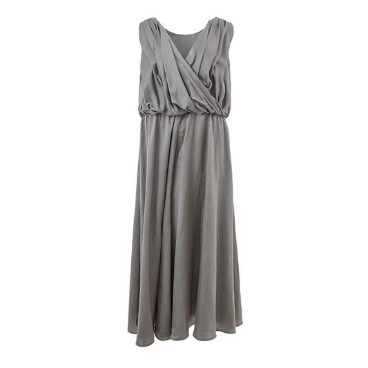 Elegant Silk Gray Dress - Timeless Elegance - SEHABRANDS