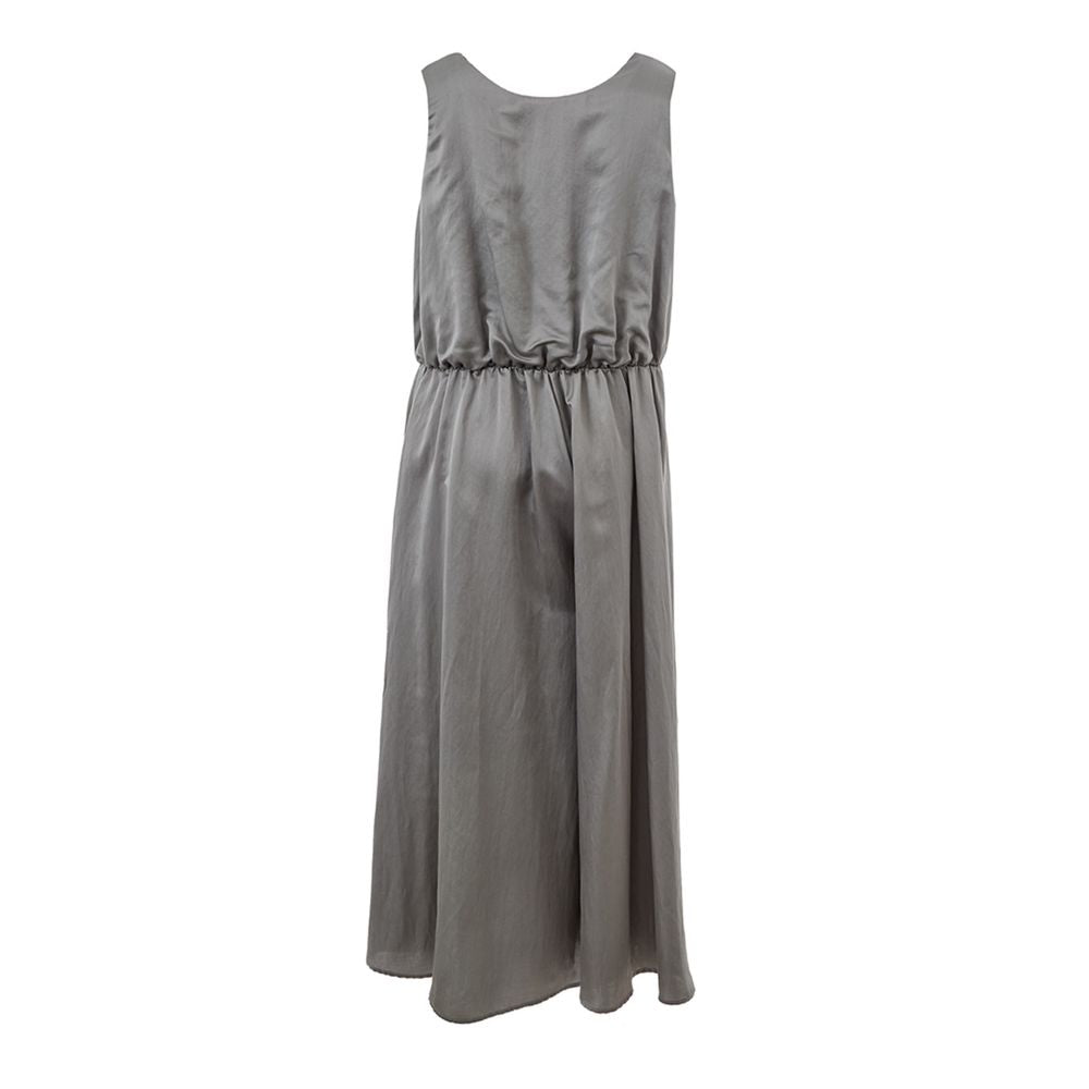 Elegant Silk Gray Dress - Timeless Elegance - SEHABRANDS