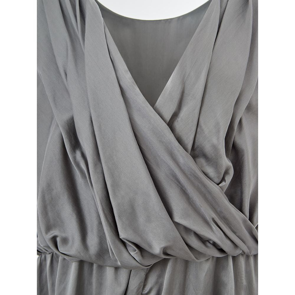 Elegant Silk Gray Dress - Timeless Elegance - SEHABRANDS