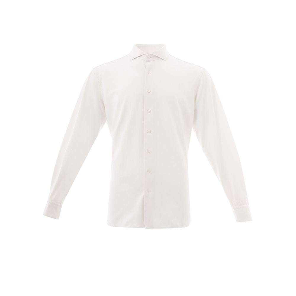 Elegant White Cotton Men's Shirt - SEHABRANDS