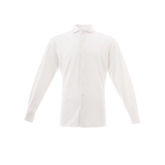 Elegant White Cotton Men's Shirt - SEHABRANDS