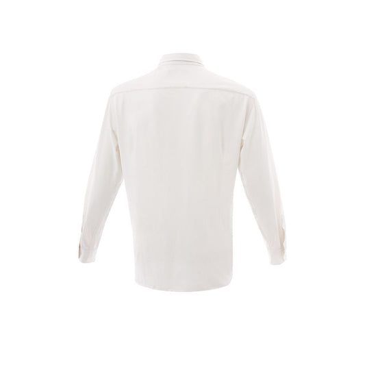 Elegant White Cotton Men's Shirt - SEHABRANDS