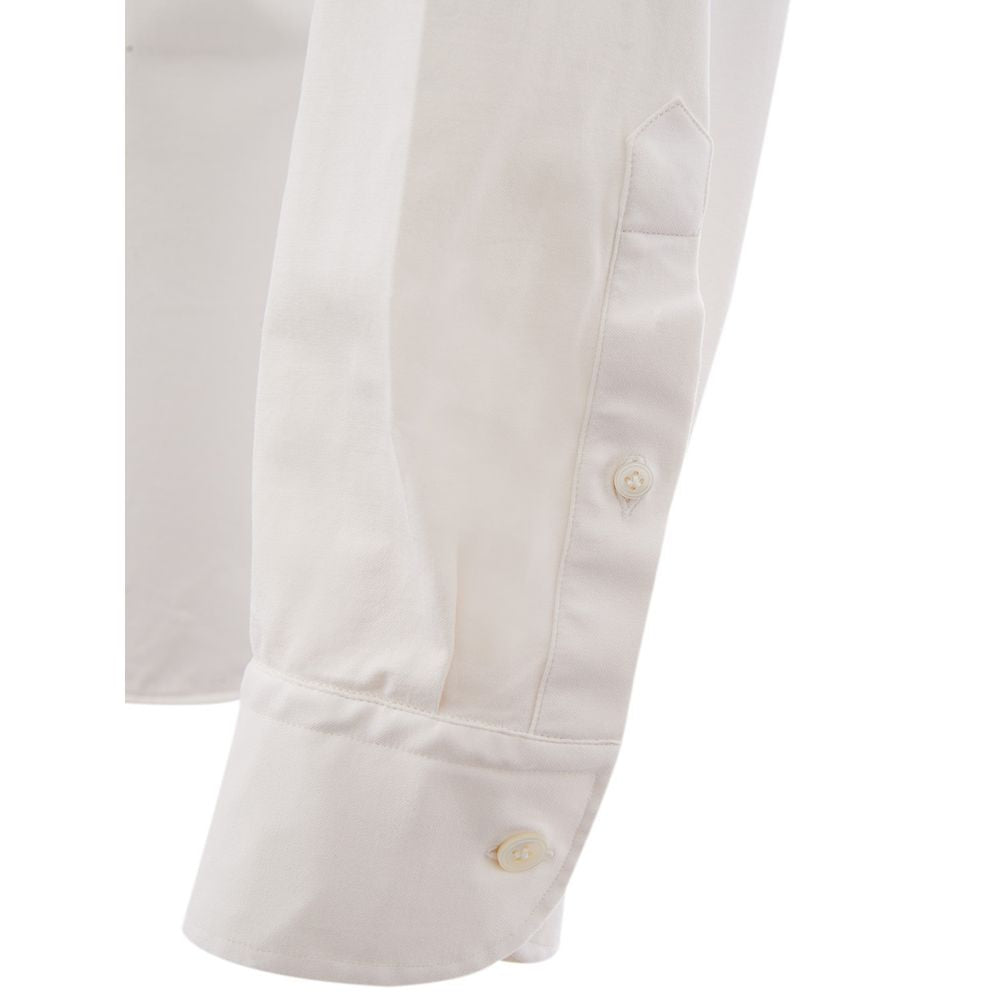 Elegant White Cotton Men's Shirt - SEHABRANDS