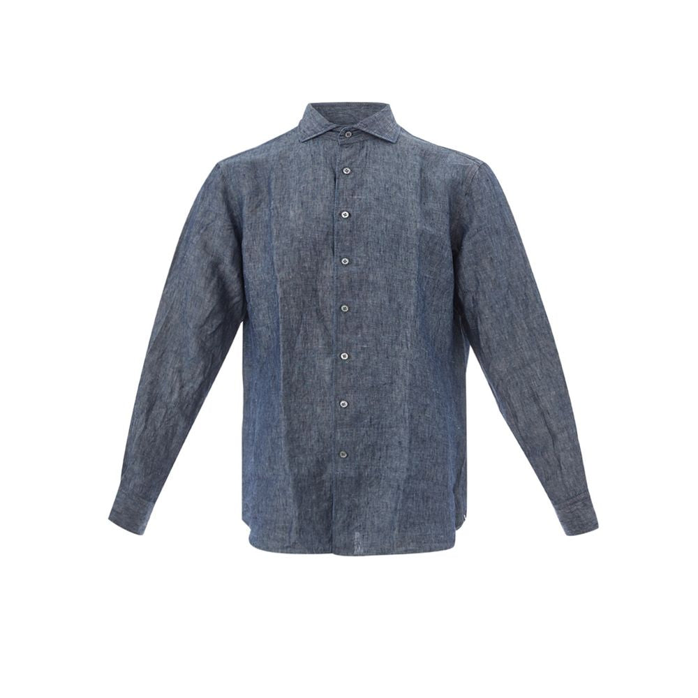 Elegant Flax Blue Shirt for Men - SEHABRANDS