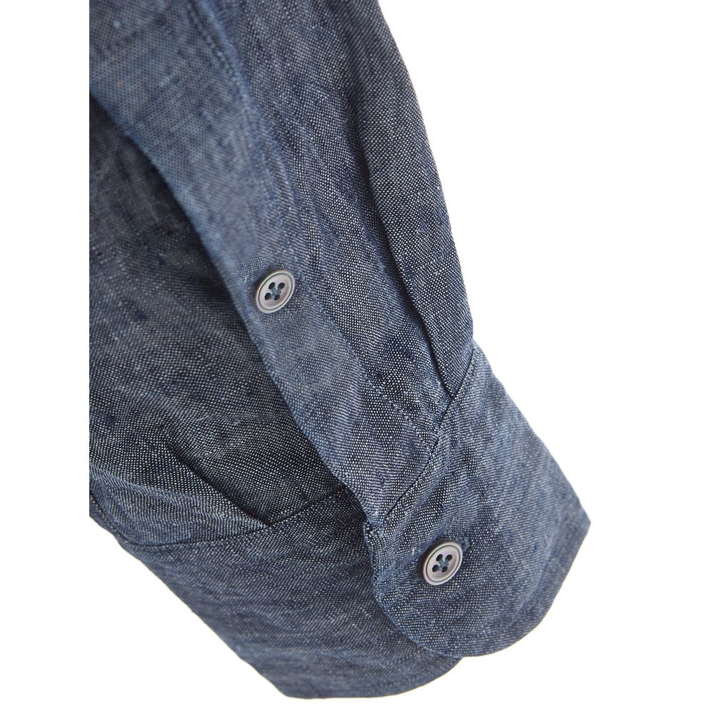 Elegant Flax Blue Shirt for Men - SEHABRANDS