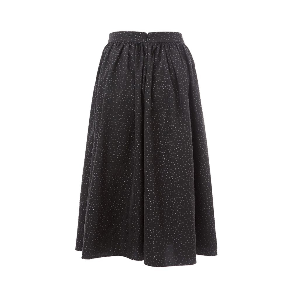 Elegant Black Polyethylene Midi Skirt - SEHABRANDS