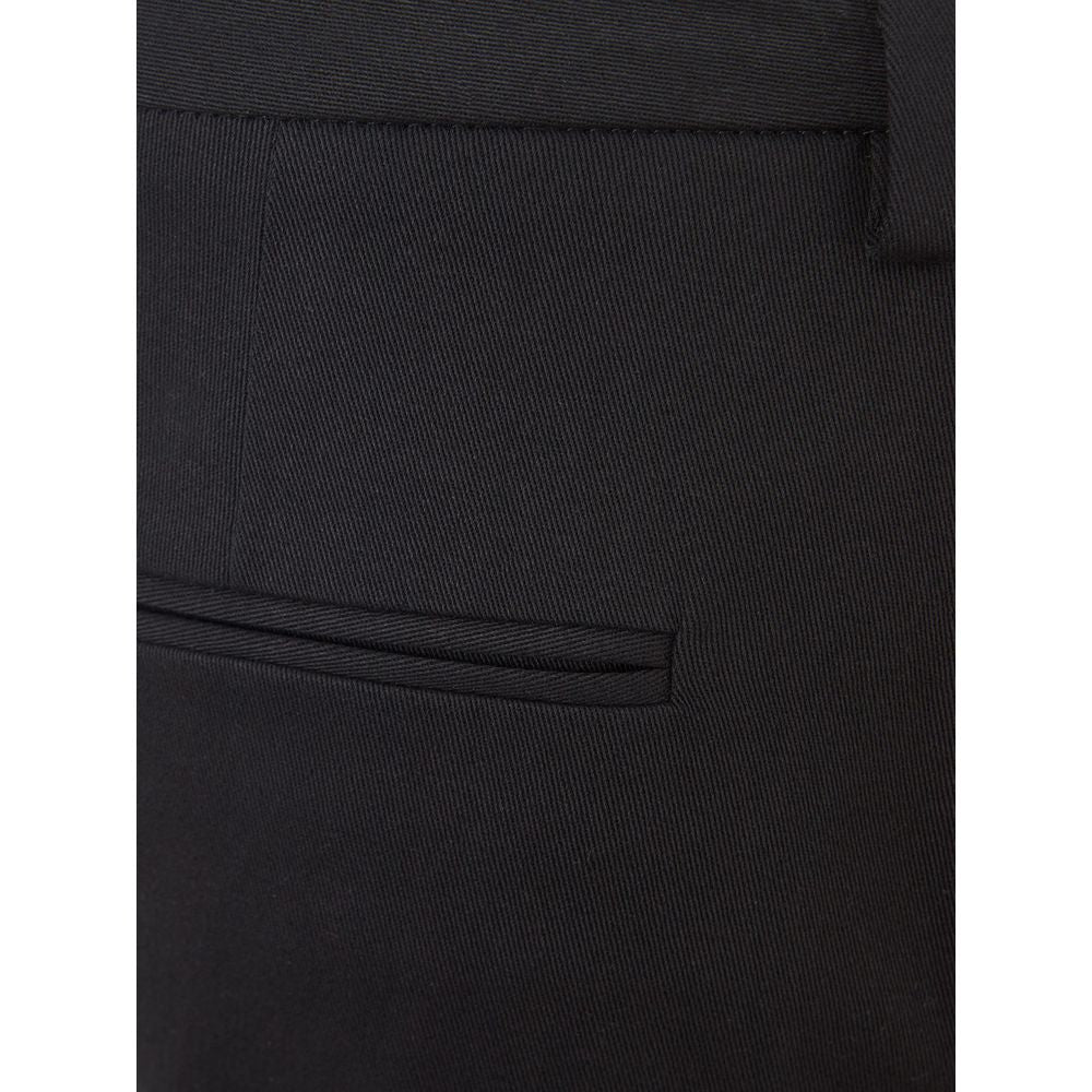 Italian Elegance Cotton Black Trousers - SEHABRANDS