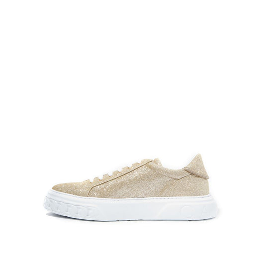 Elegant Gold Leather Sneakers - SEHABRANDS