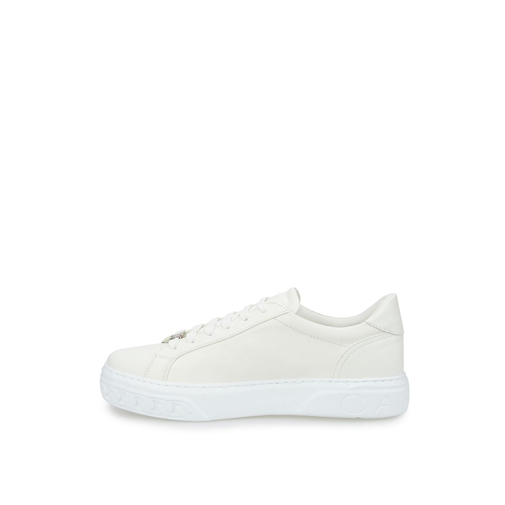 Sleek White Leather Sneakers - SEHABRANDS