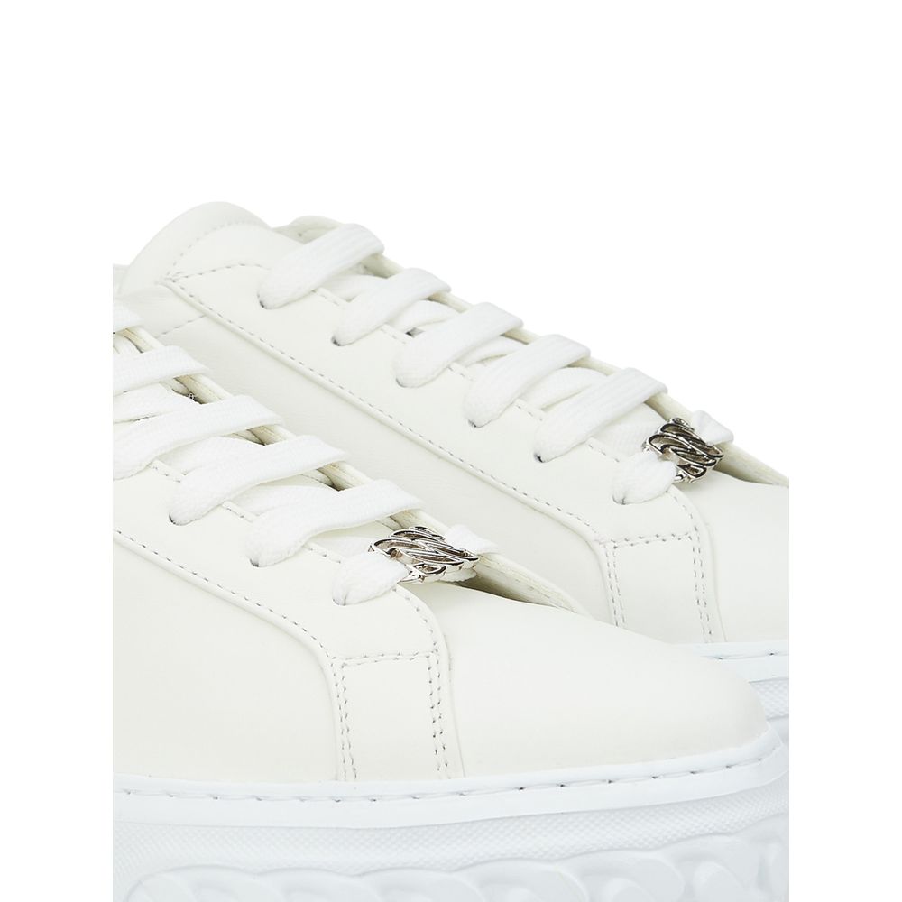 Sleek White Leather Sneakers - SEHABRANDS