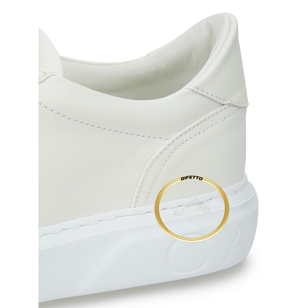 Sleek White Leather Sneakers - SEHABRANDS