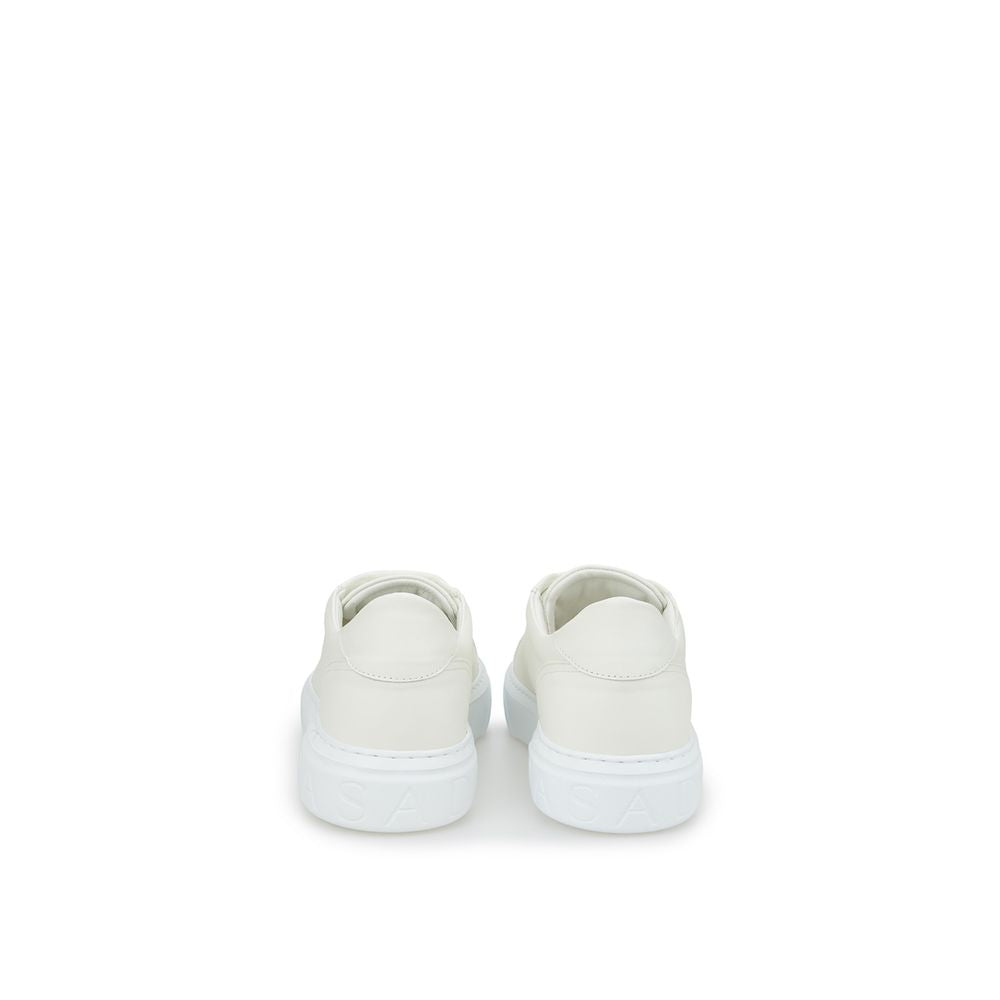 Sleek White Leather Sneakers - SEHABRANDS