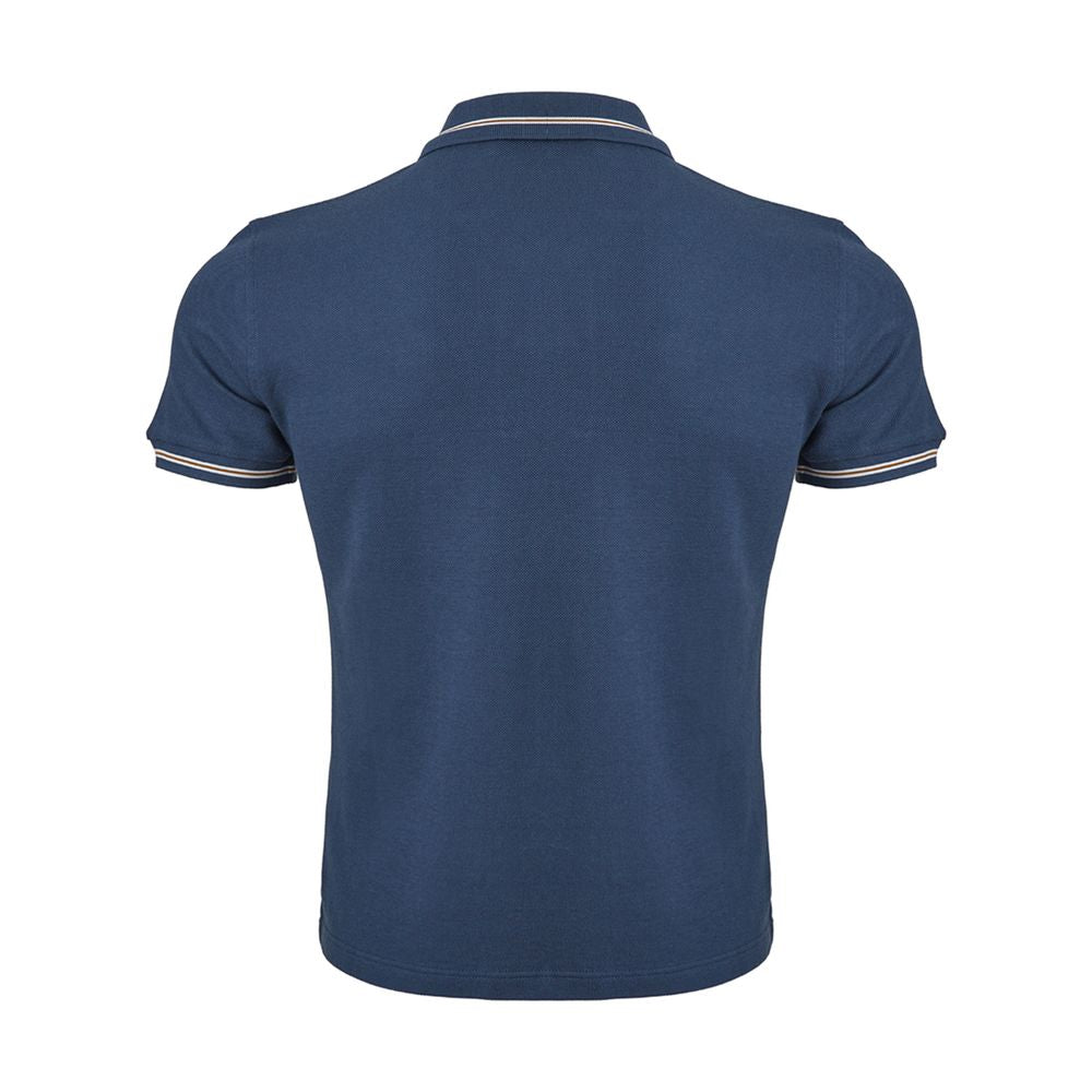 Elegant Blue Italian Cotton Polo Shirt - SEHABRANDS