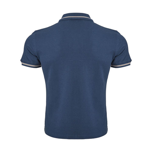 Elegant Blue Italian Cotton Polo Shirt - SEHABRANDS