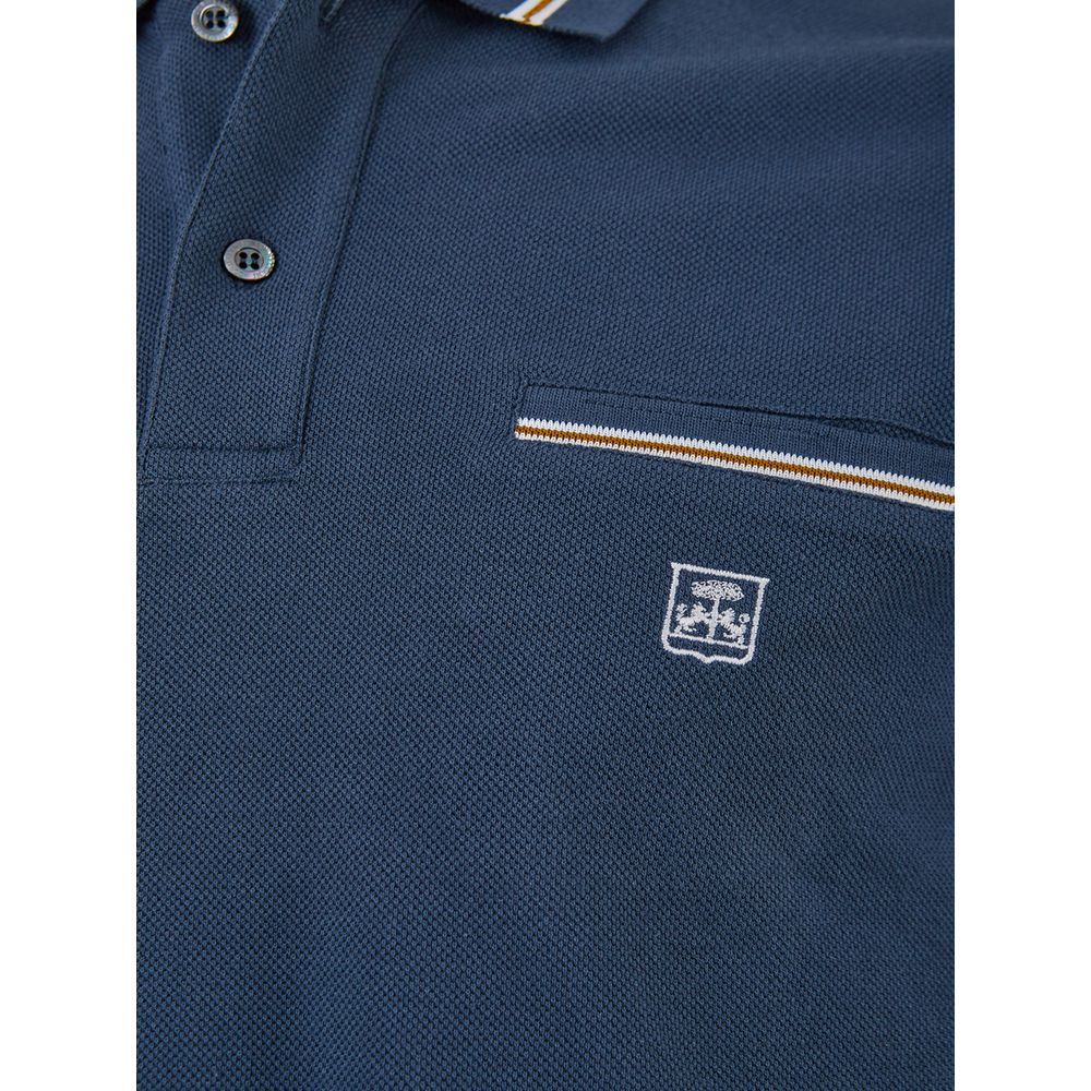 Elegant Blue Italian Cotton Polo Shirt - SEHABRANDS