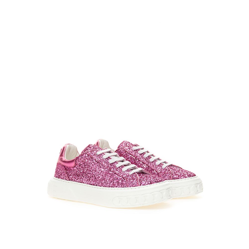 Fuchsia Elegance Leather Sneakers - SEHABRANDS