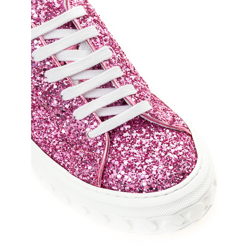 Fuchsia Elegance Leather Sneakers - SEHABRANDS