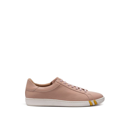 Elegant Pink Cotton Leather Sneakers - SEHABRANDS