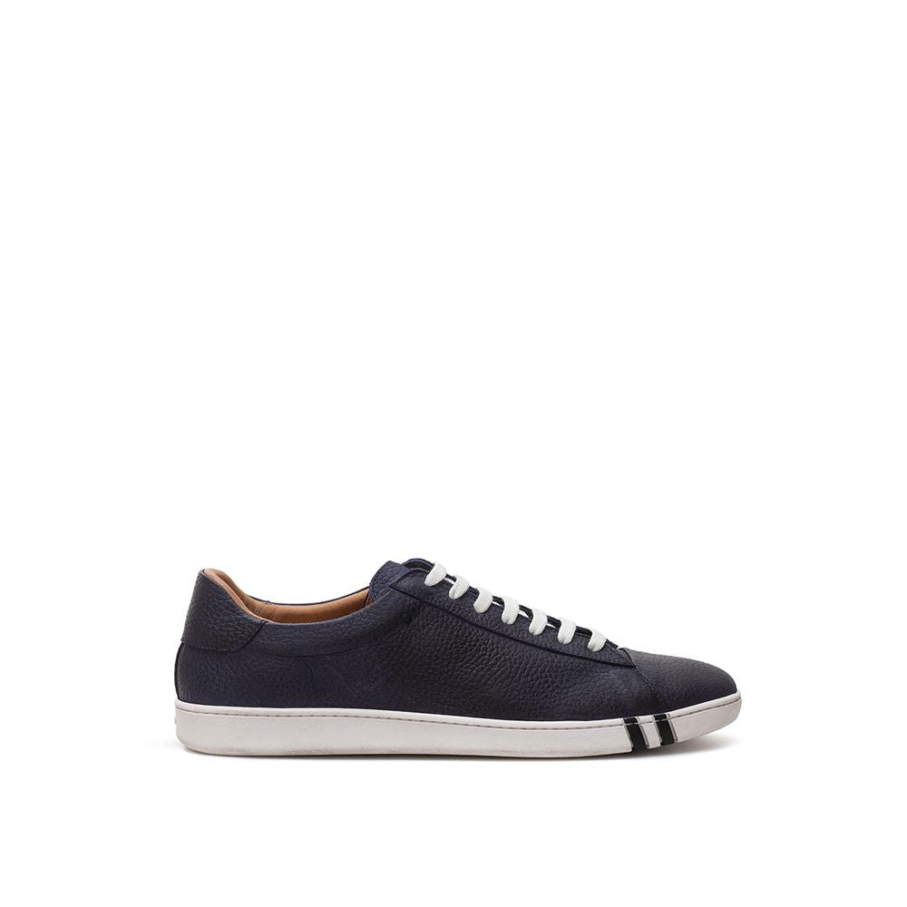 Elegant Blue Leather Sneakers For Men - SEHABRANDS