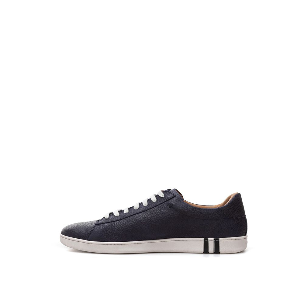 Elegant Blue Leather Sneakers For Men - SEHABRANDS