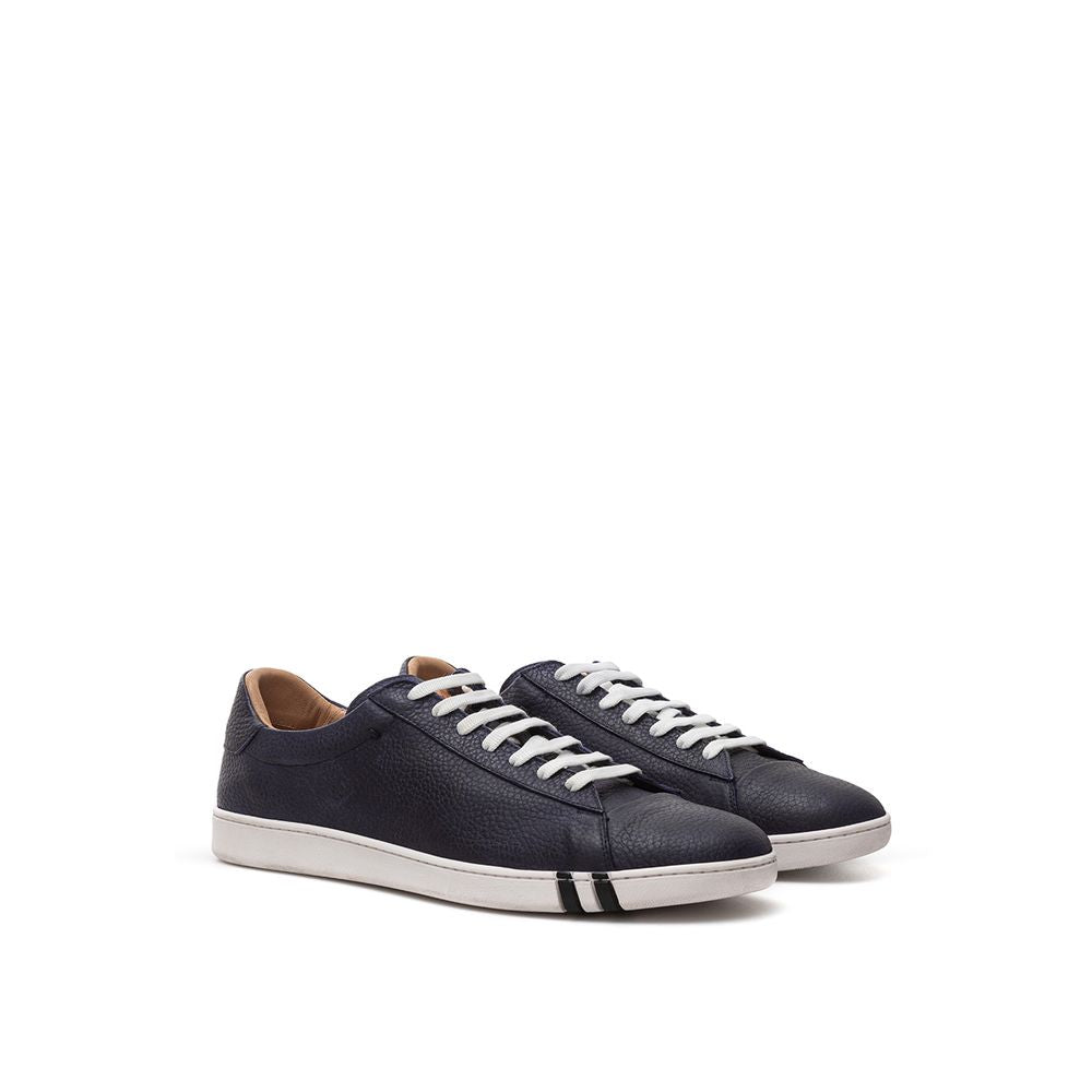 Elegant Blue Leather Sneakers For Men - SEHABRANDS