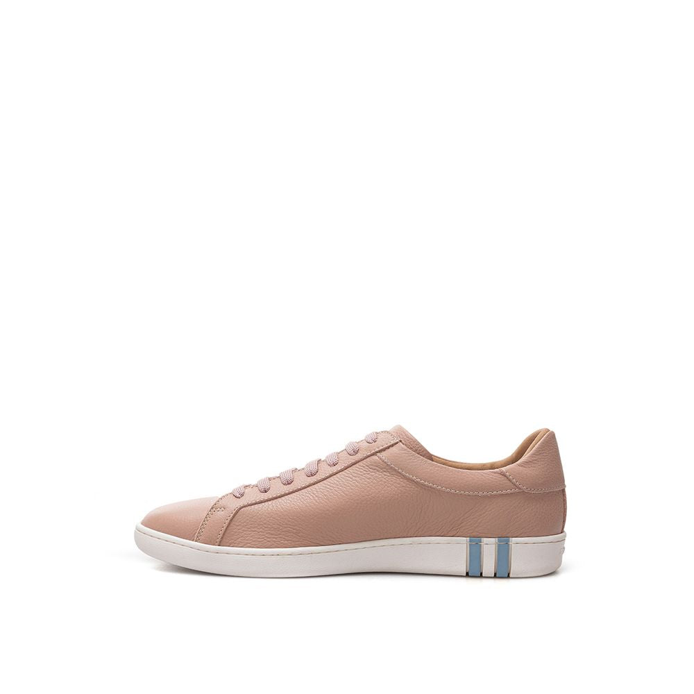 Elegant Pink Leather Sneakers - SEHABRANDS